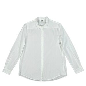 Zady WMS 04 Slim Fit Voile White Button Up L/S Organic Cotton Shirt Sz Medium #2